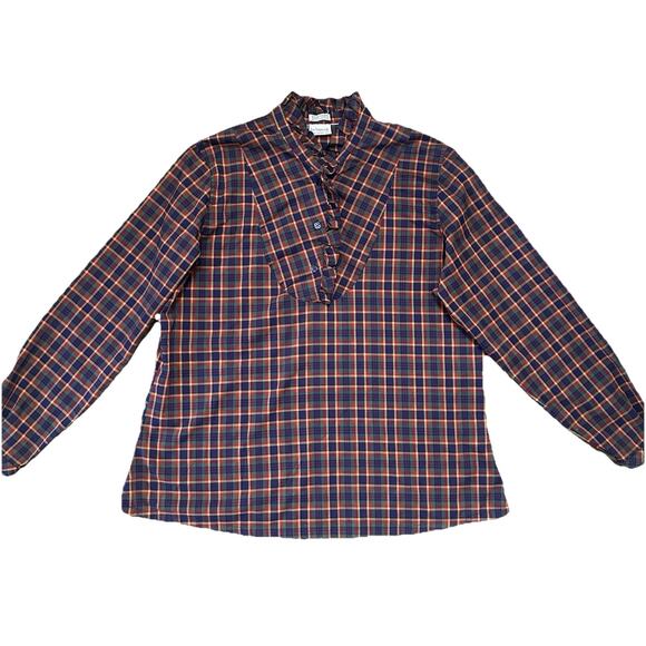 Vintage 70s Levi Strauss Co Button Up Womens 38 Plaid Ruffle Country Western - Picture 3 of 9